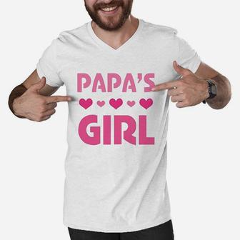 Papas Girl Granddaughter Gift, best christmas gifts for dad Men V-Neck Tshirt - Seseable