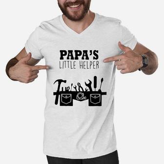 Papas Little Helper Handyman, dad birthday gifts Men V-Neck Tshirt - Seseable