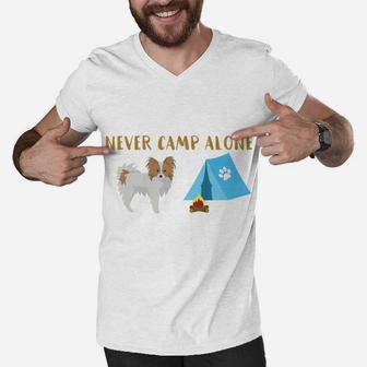 Papillon Dog Funny Tent Camping Travel Men V-Neck Tshirt - Seseable