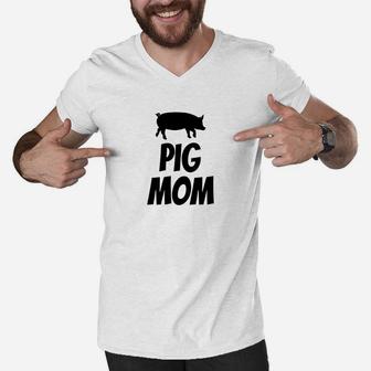 Pig Mom Funny Cute Pig Lover Barn Black Men V-Neck Tshirt - Seseable