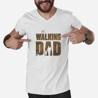 Premium Walking Dad Fathers Day Gift Funny Dad Men V-Neck Tshirt - Seseable