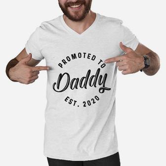 Promoted To Daddy Est 2020 Fathers Day For New Best Dad Ever Men V-Neck Tshirt - Seseable