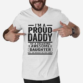 Proud Daddy Of An Awesome Daughter Men V-Neck Tshirt - Seseable