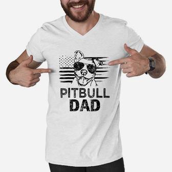 Proud Pitbull Dad Men V-Neck Tshirt - Seseable