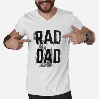 Rad Dad Funny Cool Dad Joke Humor Daddy Fathers Day Grandpa Fathers Men V-Neck Tshirt - Seseable