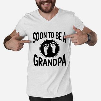 Soon To Be A Grandpa New Grandfather Men V-Neck Tshirt - Seseable