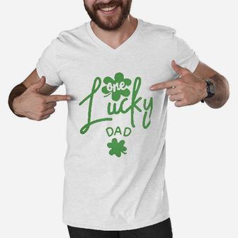St Patrickday Daddy And Me Lucky Clover Men V-Neck Tshirt - Seseable