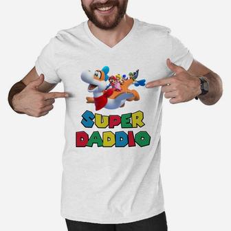 Super Daddio Shirt Father Day Gift Funny Men V-Neck Tshirt - Seseable