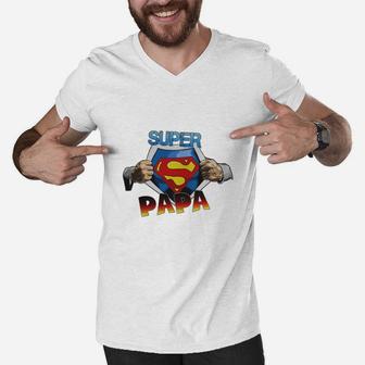 Super Papa, best christmas gifts for dad Men V-Neck Tshirt - Seseable