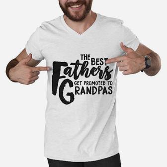 The Best Fathers Get Promoted To Grandpas Men V-Neck Tshirt - Seseable
