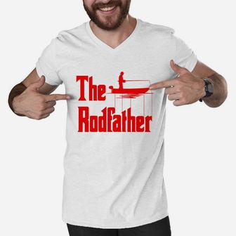The Rodfather Funny Fishing For Fisherman Men V-Neck Tshirt - Seseable