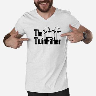 The Twinfather Funny Father Of Twins Funny Dad Fathers Day Premium Men V-Neck Tshirt - Seseable