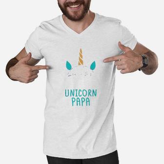 Unicorn Papa Art Men V-Neck Tshirt - Seseable