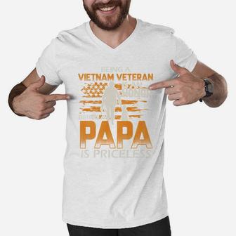 Vietnam Veteran Papa Premium Shirt Gift For Veteran Grandpa Men V-Neck Tshirt - Seseable