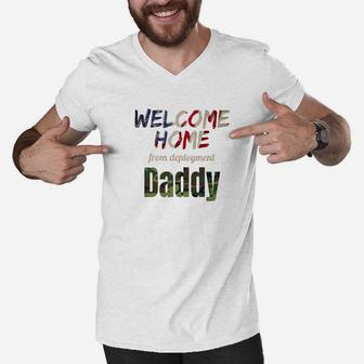 Welcome Home Daddy For Kids, dad birthday gifts Men V-Neck Tshirt - Seseable