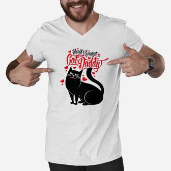 Worlds Greatest Cat Daddy, best christmas gifts for dad Men V-Neck Tshirt - Seseable