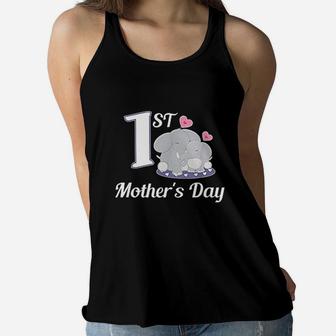 1st Mothers Day Elephant First Mothers Day Ladies Flowy Tank - Seseable