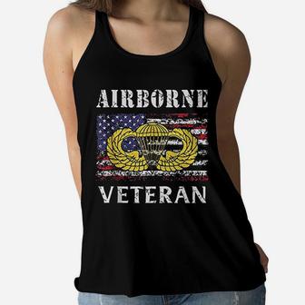82nd Airborne Paratrooper Jump Wings Us Flag Army Veteran Ladies Flowy Tank - Seseable