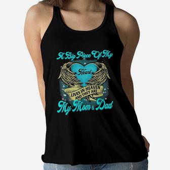 A Big Piece Of My Heart Lives In Heaven They Are Mom And Dad Ladies Flowy Tank - Seseable