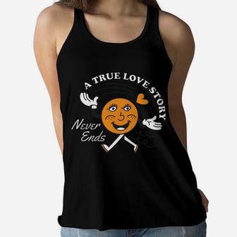 A True Love Story Never Ends Gift For Couple Women Flowy Tank - Seseable