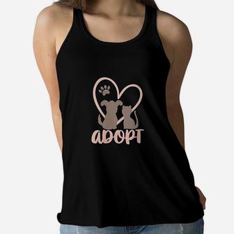 Adopt Rescue Pet Owner Rescue Mom Or Dad Dog And Cat Ladies Flowy Tank - Seseable