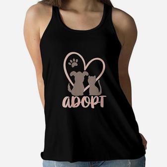 Adopt Rescue Pet Owner Rescue Mom Or Dad Ladies Flowy Tank - Seseable