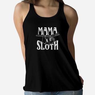 Adorable Mama Sloth For Mom Sloth Lovers Ladies Flowy Tank - Seseable