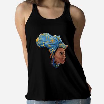 Africa Map Mama Mother Land Melanin Afrocentric Ladies Flowy Tank - Seseable