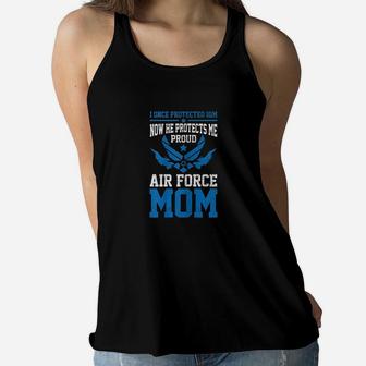 Air Force Mom Pride U.s. Usaf Son Proud Mother Ladies Flowy Tank - Seseable