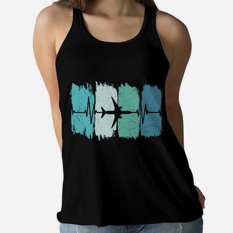 Airplane Pilot Heartbeat Flying Job Title Women Flowy Tank | Seseable UK