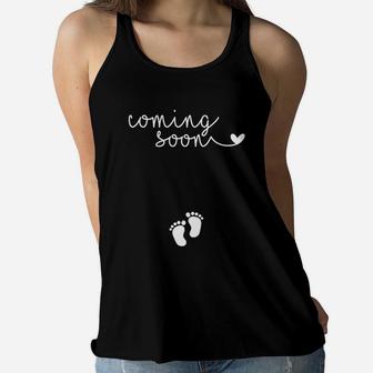 Announcement For Mom To Be Coming Soon Ladies Flowy Tank - Seseable