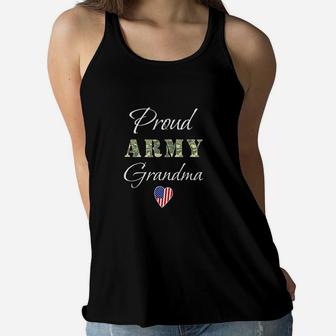 Army Grandmother Grandson Soldier For Proud Army Grandma Ladies Flowy Tank - Seseable