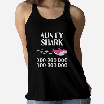 Aunty Shark Doo Doo Gifts For Aunt Mothers Day Ladies Flowy Tank - Seseable