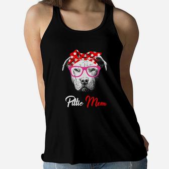 Awesome Womens Pittie Mom Best Pitbull Mom Mother Day Gift Shirt Ladies Flowy Tank - Seseable