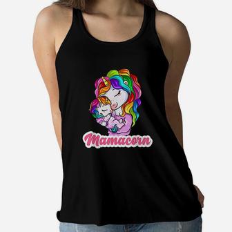 Baby Shower Gift Mamacorn Unicorn Mom With Unicorn Baby Ladies Flowy Tank | Seseable UK