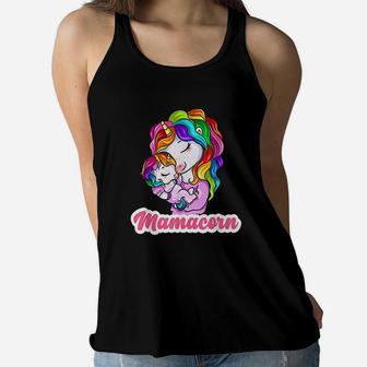 Baby Shower Gift Mamacorn Unicorn Mom With Unicorn Baby Ladies Flowy Tank - Seseable