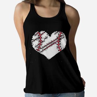Baseball Mom Heart Ladies Flowy Tank - Seseable