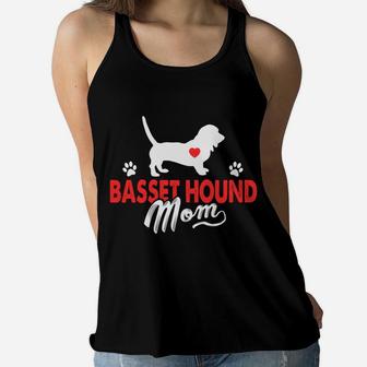 Basset Hound Mom Gift For Mommy Ladies Flowy Tank - Seseable
