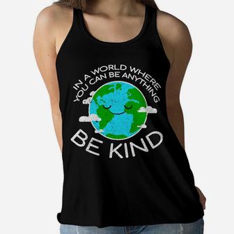 Be Kind Mother Earth Day Distressed Ladies Flowy Tank - Seseable