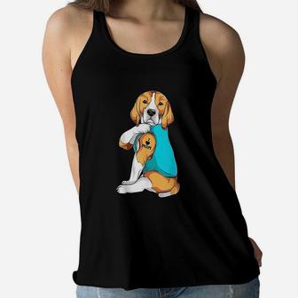 Beagle I Love Mom Apparel Dog Mom Gifts Ladies Flowy Tank - Seseable