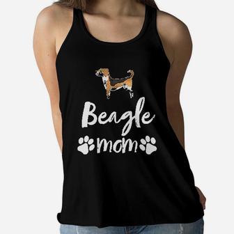 Beagle Mom With Paws Prints Ladies Flowy Tank - Seseable