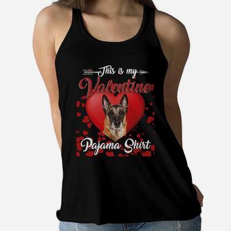 Belgian Malinois Lovers This Is My Valentine Pajama Shirt Great Valentines Gift Women Flowy Tank - Seseable