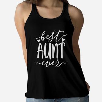 Best Aunt Ever Heart Cutest Auntie Mothers Day Gift Ladies Flowy Tank - Seseable