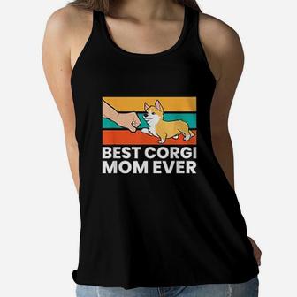 Best Corgi Mom Ever Love Corgi Dogs Cute Corgi Mothers Day Ladies Flowy Tank - Seseable
