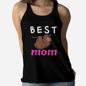 Best Mom Ever Mothers Day Sloth Ladies Flowy Tank - Seseable