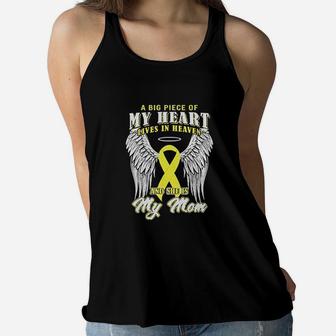 Big Piece Of My Heart Lives In Heaven My Mom Ladies Flowy Tank - Seseable
