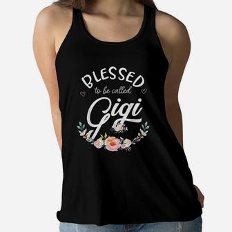 Blessed Gigi Floral Grandma Mothers Day Ladies Flowy Tank - Seseable