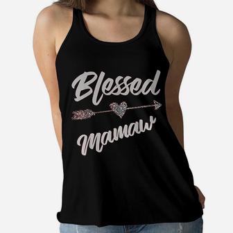 Blessed Mamaw Thanksgiving Funny Mother Wife Gift Ladies Flowy Tank - Seseable
