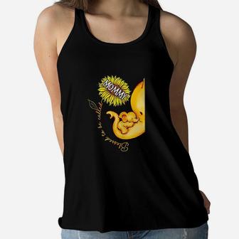 Blessed To Be Called Mommy Sunflower Elephant Ladies Flowy Tank - Seseable