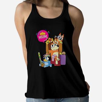 B.luey Mom Dad Funny For Fathers Day Ladies Flowy Tank - Seseable